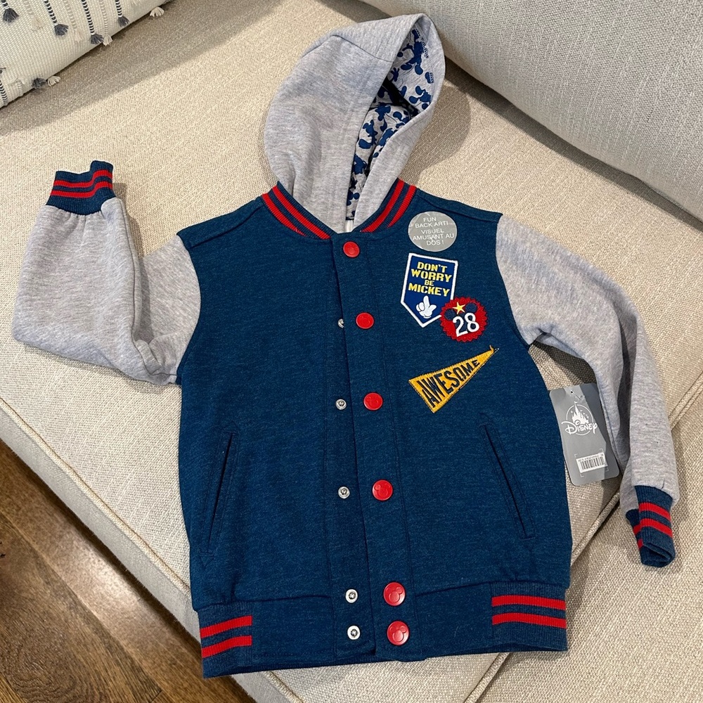 NWT Disney Mickey Mouse hooded snap button jacket / Size 3 (Toddler)